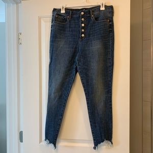 Gap Button Up Ripped Bottom Blue Jeans